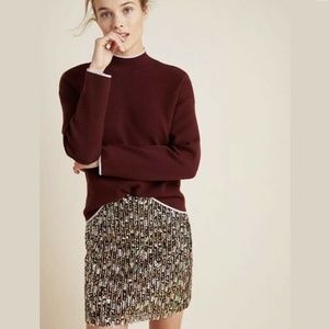 Anthropologie Mock Neck Sweater BURGUNDY